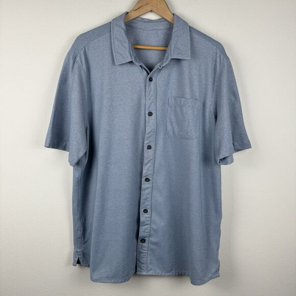 Men's Zero Xposur Short Sleeve Button Up Shirt XL Blue Outdoors Hiking Gorpcore - Picture 1 of 4